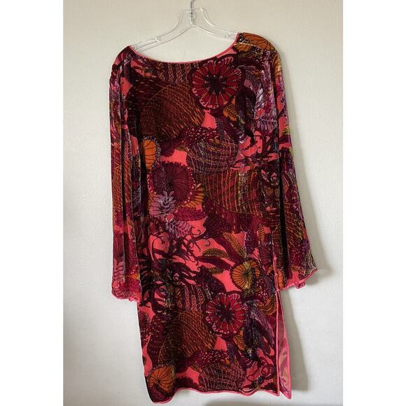 Mary J Bruno Colorful Tunic Silk Mixed Print Top Size Small Velvet Artsy Boho - Picture 3 of 11